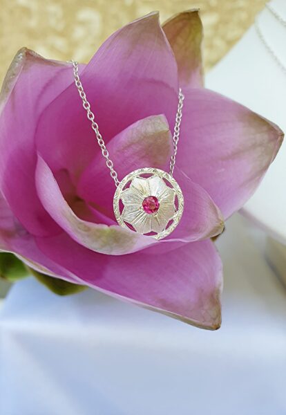 Silver pendant with ruby from the Anthos collection